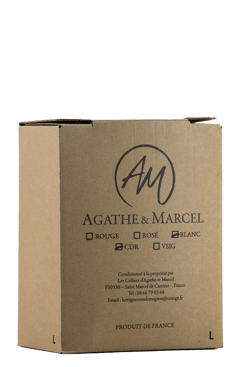 Celliers d'Agathe et Marcel, Bib vin blanc, côtes-du-Rhône, Gard France