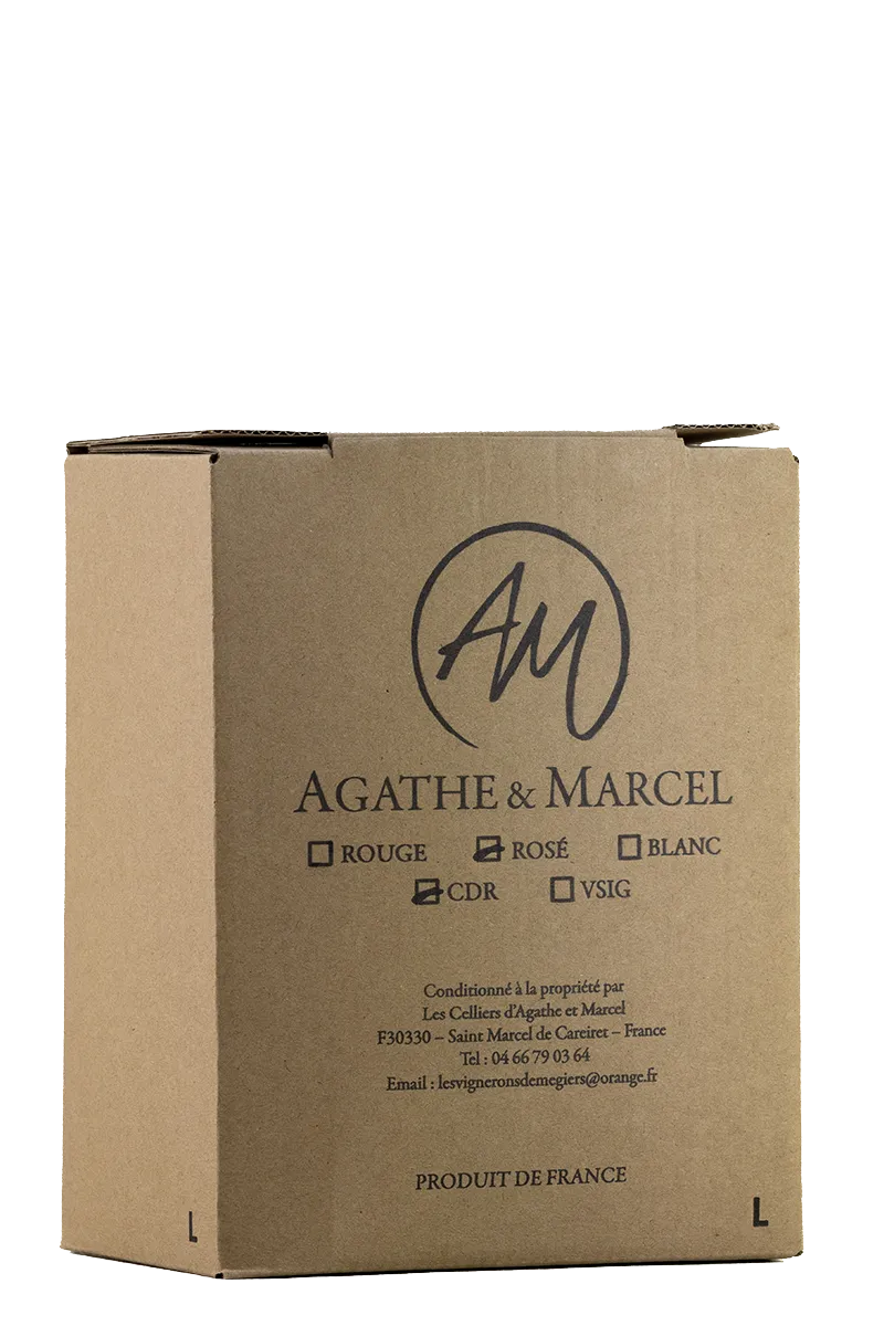Celliers d'Agathe et Marcel, Bib vin rosé, côtes-du-Rhône, Gard France