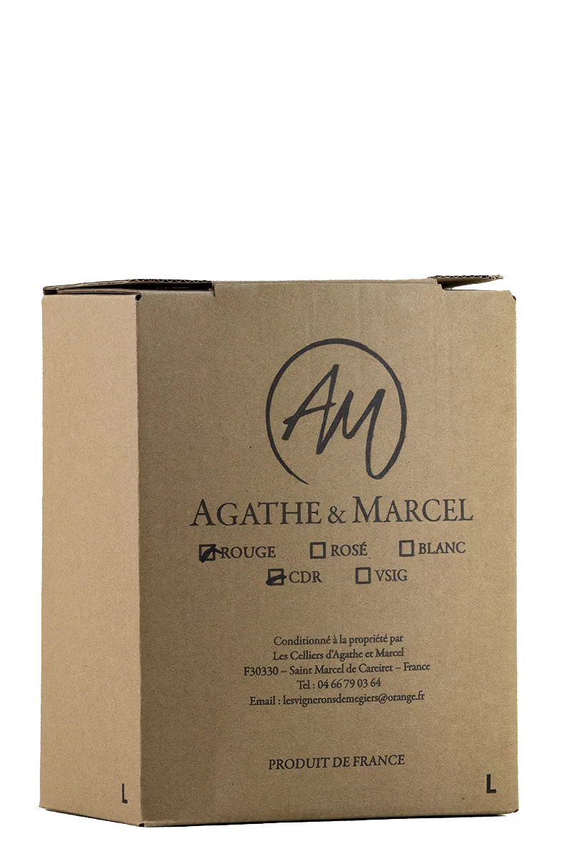 Celliers d'Agathe et Marcel, Bib vin rouge, côtes-du-Rhône, Gard France